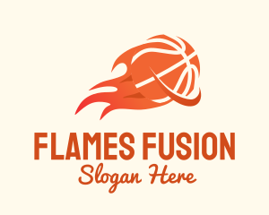 Flaming Basketball Hoop logo design