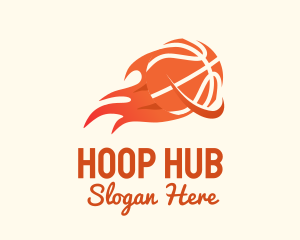 Flaming Basketball Hoop logo design