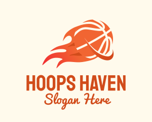 Hoops - Flaming Basketball Hoop logo design
