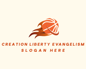 Flaming Basketball Hoop logo design