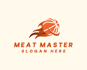 Flaming Basketball Hoop logo design