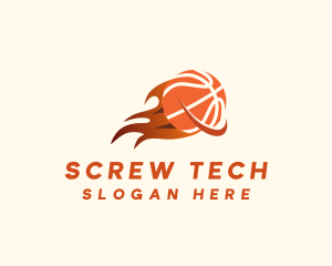 Flaming Basketball Hoop logo design