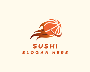 Flaming Basketball Hoop logo design