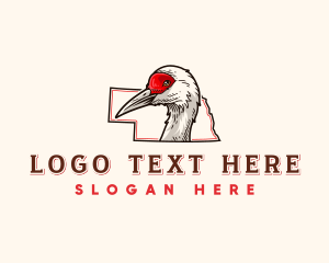 Map - Nebraska Crane Bird logo design