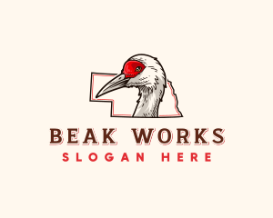 Nebraska Crane Bird logo design