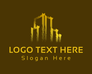 Golden - Gold Building Real Estate logo design