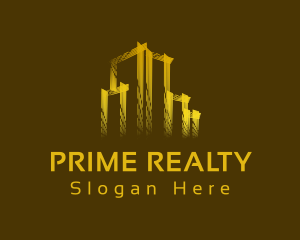 Gold Building Real Estate logo design