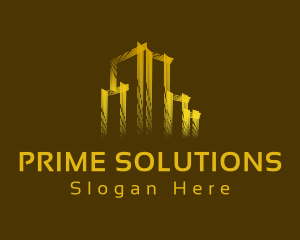 Prime - Gold Building Real Estate logo design