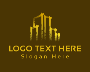 Construction - Gold Building Real Estate logo design