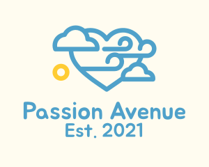 Passion - Blue Wind Heart logo design