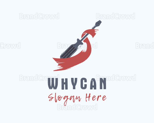 Rustic Screwdriver Ribbon Logo