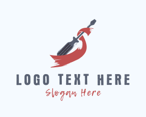 Labor - Rustic Screwdriver Ribbon logo design