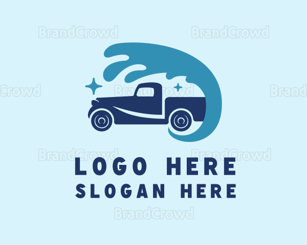 Pickup Truck Water Splash Logo