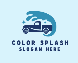 Pickup Truck Water Splash  logo design