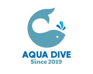 Diving - Ocean Whale Spout logo design