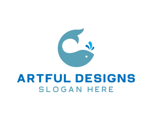 Ocean Whale Spout logo design