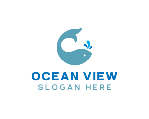 Ocean Whale Spout logo design