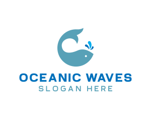 Marine Life - Ocean Whale Spout logo design