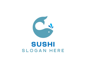 Ocean Whale Spout logo design