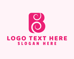 Curly - Pink Cosmetics Letter B logo design