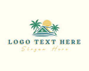 Palm Tree Roof Island logo design