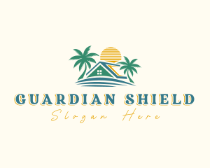 Resort - Palm Tree Roof Island logo design