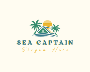 Palm Tree Roof Island logo design