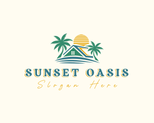 Palm Tree Roof Island logo design