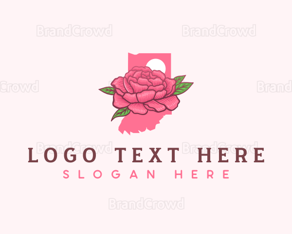 Indiana Peony Flower Logo