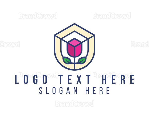 Mosaic Flower Shield Logo