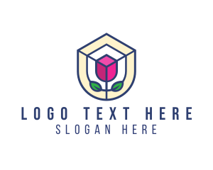 Lotus - Mosaic Flower Shield logo design