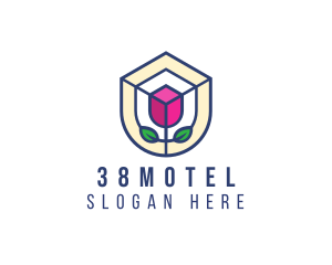 Mosaic Flower Shield logo design