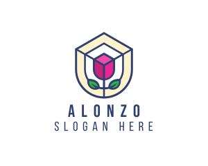 Mosaic Flower Shield logo design