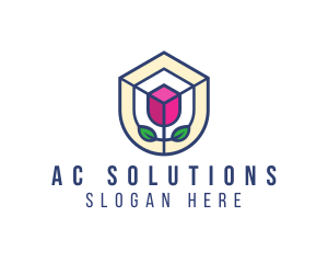 Mosaic Flower Shield logo design