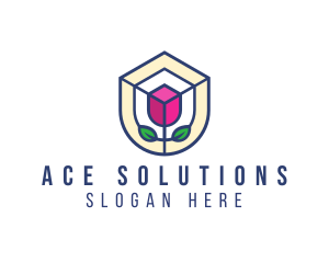 Mosaic Flower Shield logo design