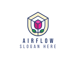 Mosaic Flower Shield logo design