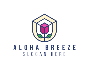 Mosaic Flower Shield logo design