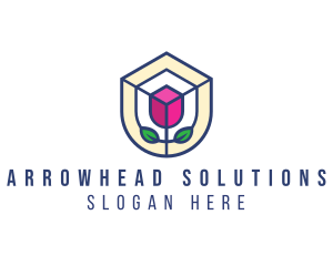 Mosaic Flower Shield logo design