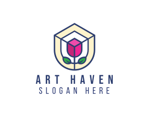 Mosaic Flower Shield logo design