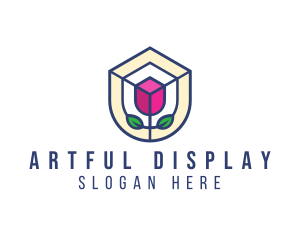 Mosaic Flower Shield logo design