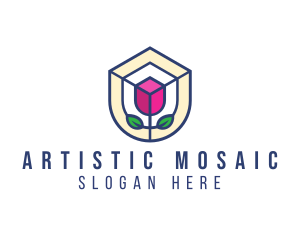 Mosaic - Mosaic Flower Shield logo design