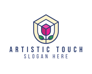 Mosaic Flower Shield logo design