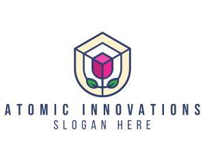 Mosaic Flower Shield logo design