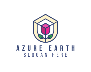 Mosaic Flower Shield logo design