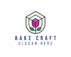 Mosaic Flower Shield logo design