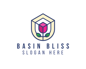 Mosaic Flower Shield logo design