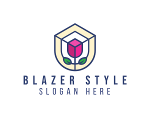 Mosaic Flower Shield logo design