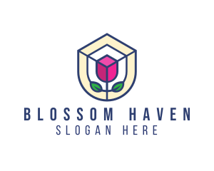 Mosaic Flower Shield logo design