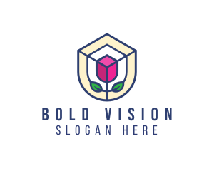 Mosaic Flower Shield logo design