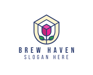 Mosaic Flower Shield logo design